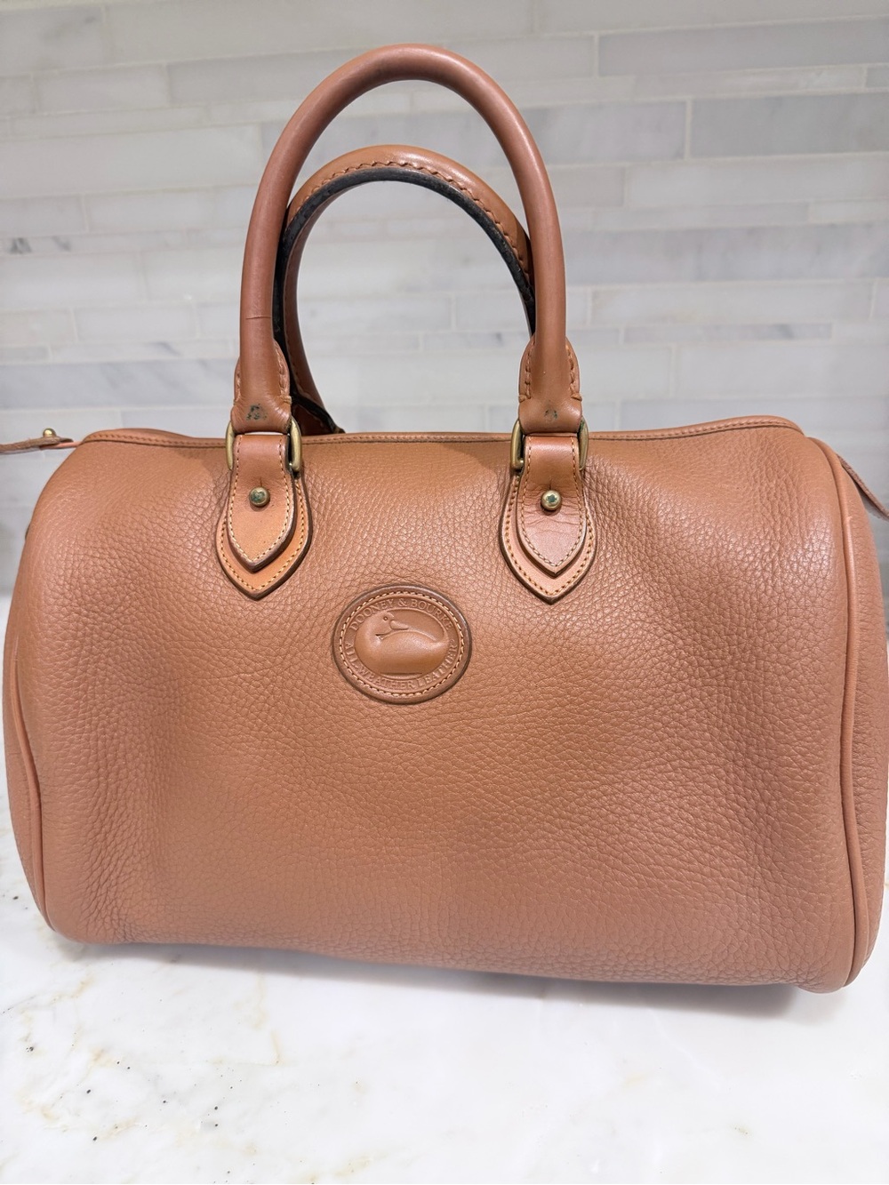 Dooney & Bourke Tan Pebbled Leather Satchel